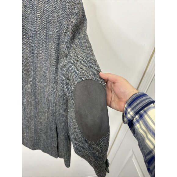 Harris Tweed Men 44 Wool Gray Blazer Sports Coat Herringbone Leishman - Picture 5 of 9